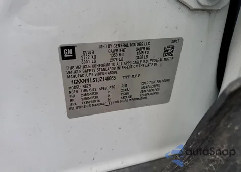 2018 GMC Acadia Slt-2 from USA, damaged, VIN 1GKKNNLS7JZ140665